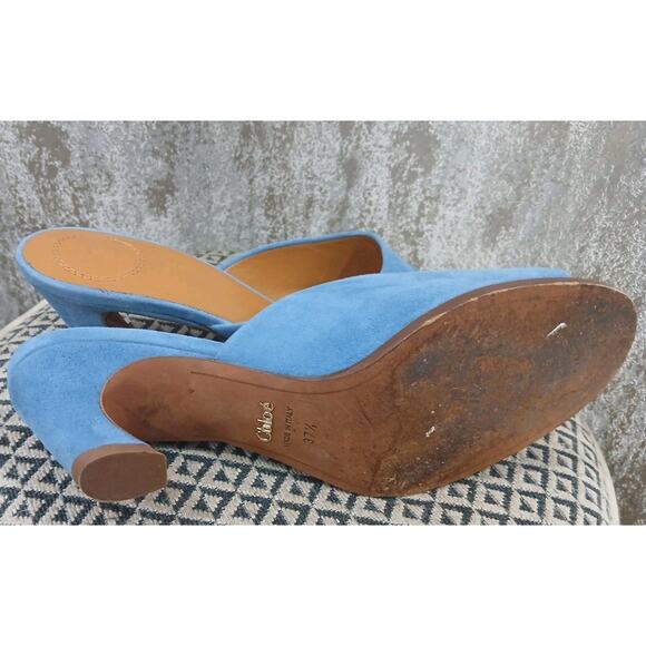 Chloe Oli‎ Blue Suede Mule Sandal Women's Size 37  1/2 US 7 - Picture 9 of 9